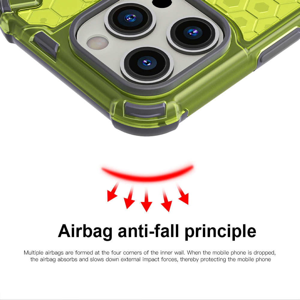 KEYSION Shockproof Armor iPhone Case – Soft Silicone + PC Transparent Honeycomb Back Cover for iPhone Models, 