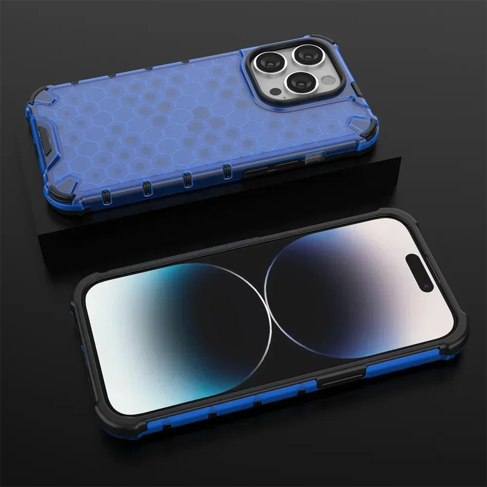 KEYSION Shockproof Armor iPhone Case – Soft Silicone + PC Transparent Honeycomb Back Cover for iPhone Models, 
