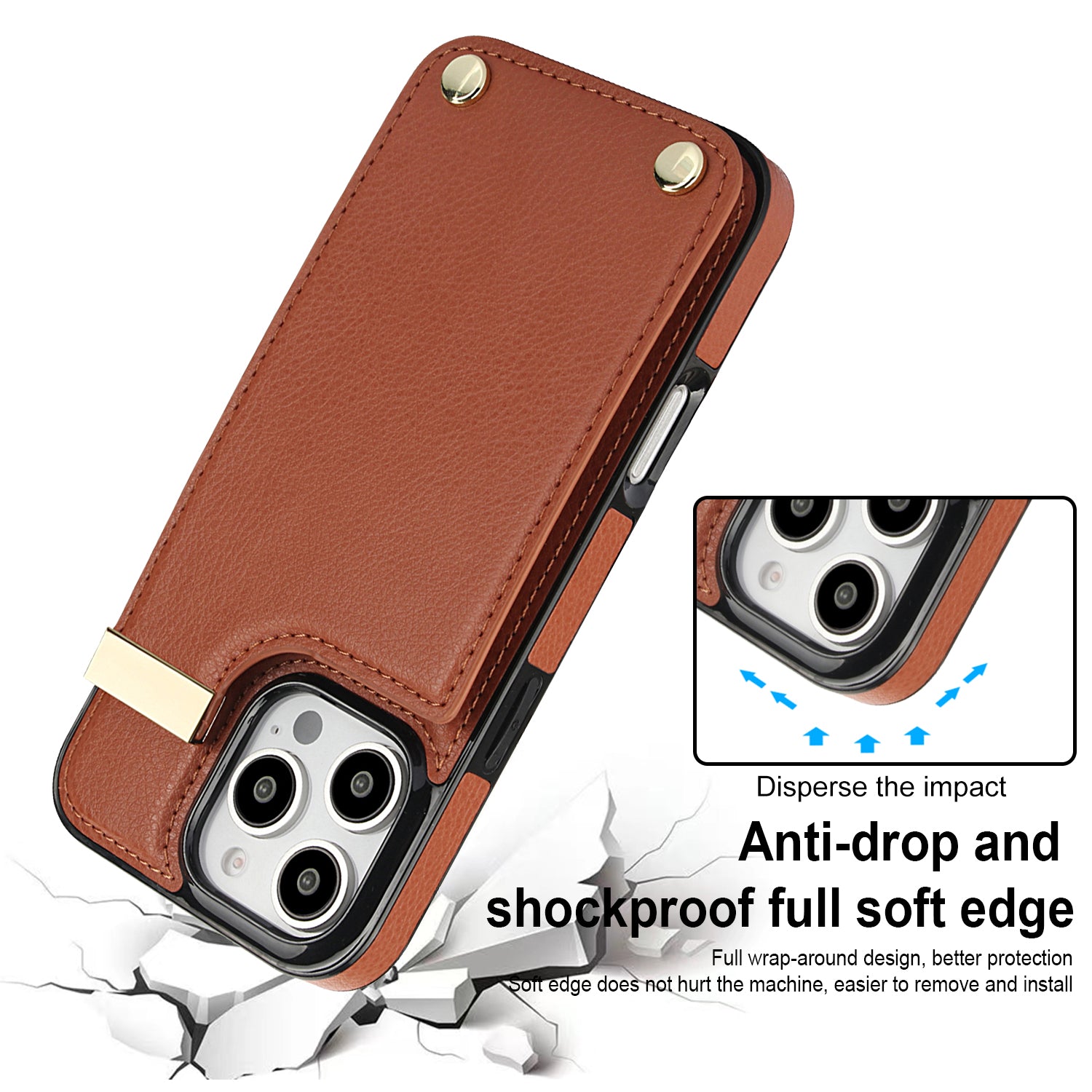 Shockproof Leather Wallet iPhone Case – Flip Cover with Card Holder, Secure Pocket, Durable Protection for iPhone Models
