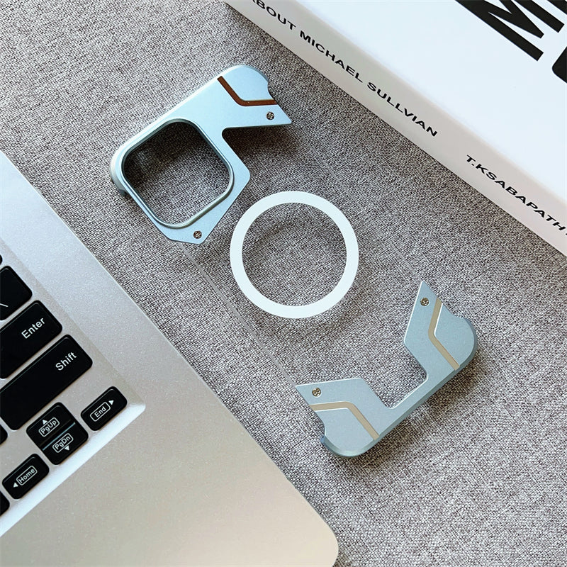 Aluminum Alloy Frameless  - Metal Bumper, Transparent PC Back, Magnetic Wireless Charging Compatible | Case for iPhone