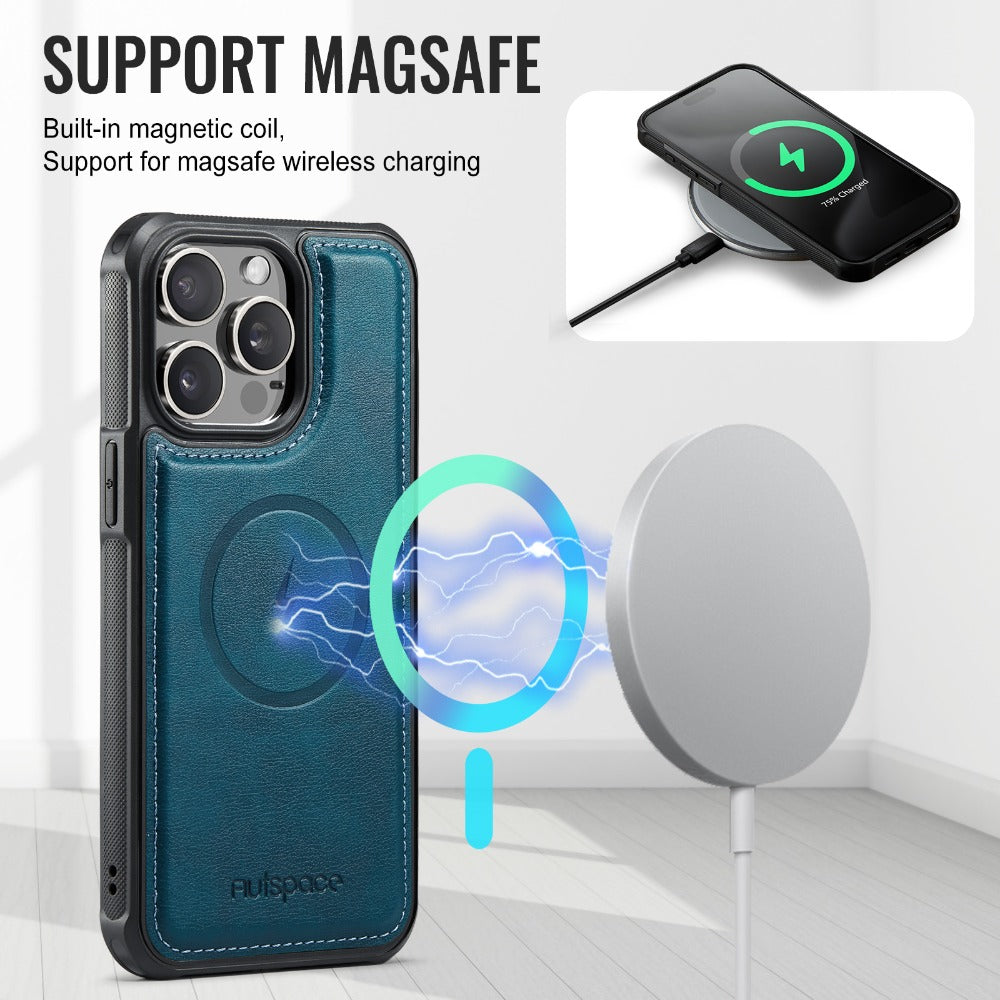 Luxury 2-in-1 Detachable Leather Flip Cover with Card Holder, Wrist Strap and Secure Magnetic Closure for Ultimate Protection