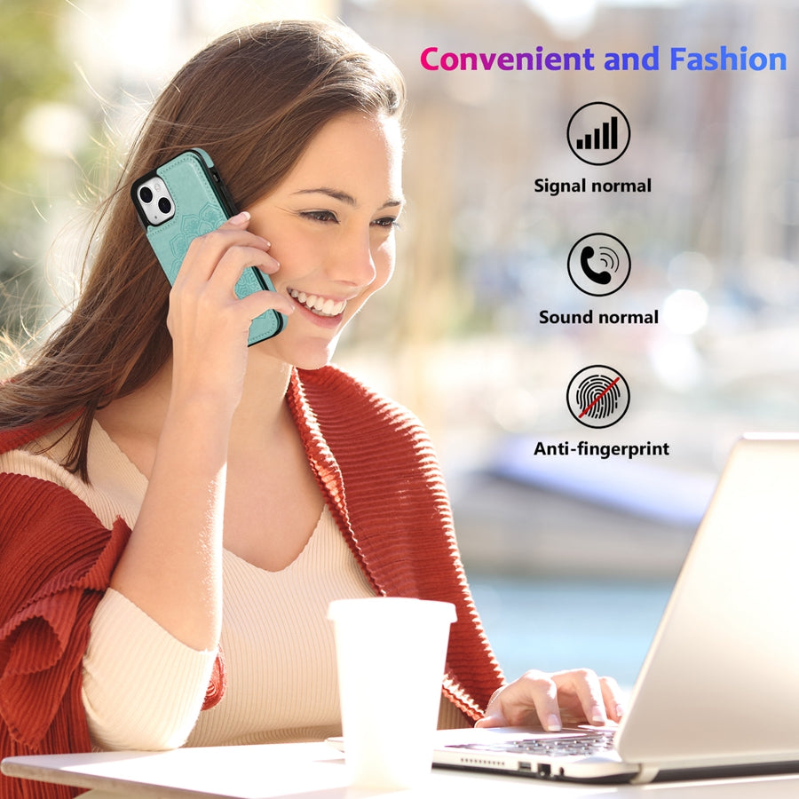 Luxury Wallet Datura Double Buckle iPhone Case – Magnetic Flip, Card Slot, Protective & Stylish Leather Cover Case for iPhone