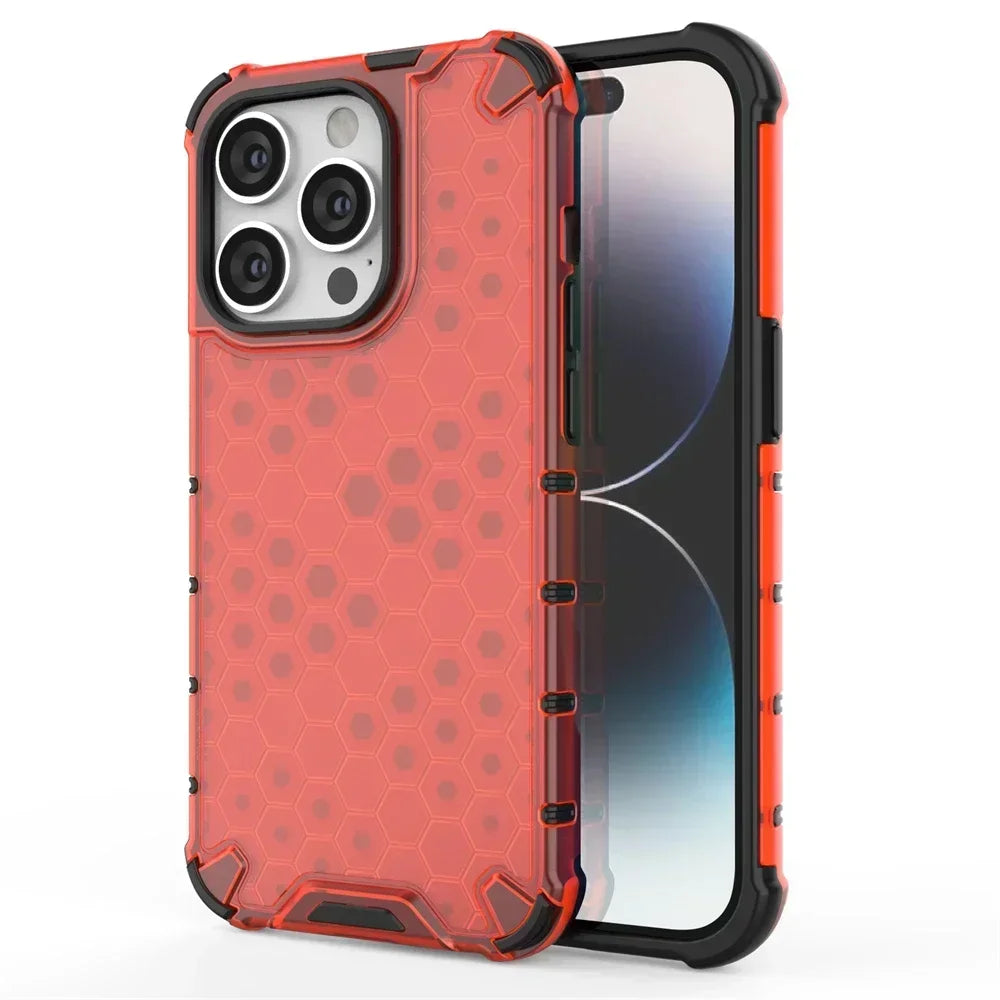 KEYSION Shockproof Armor iPhone Case – Soft Silicone + PC Transparent Honeycomb Back Cover for iPhone Models, 