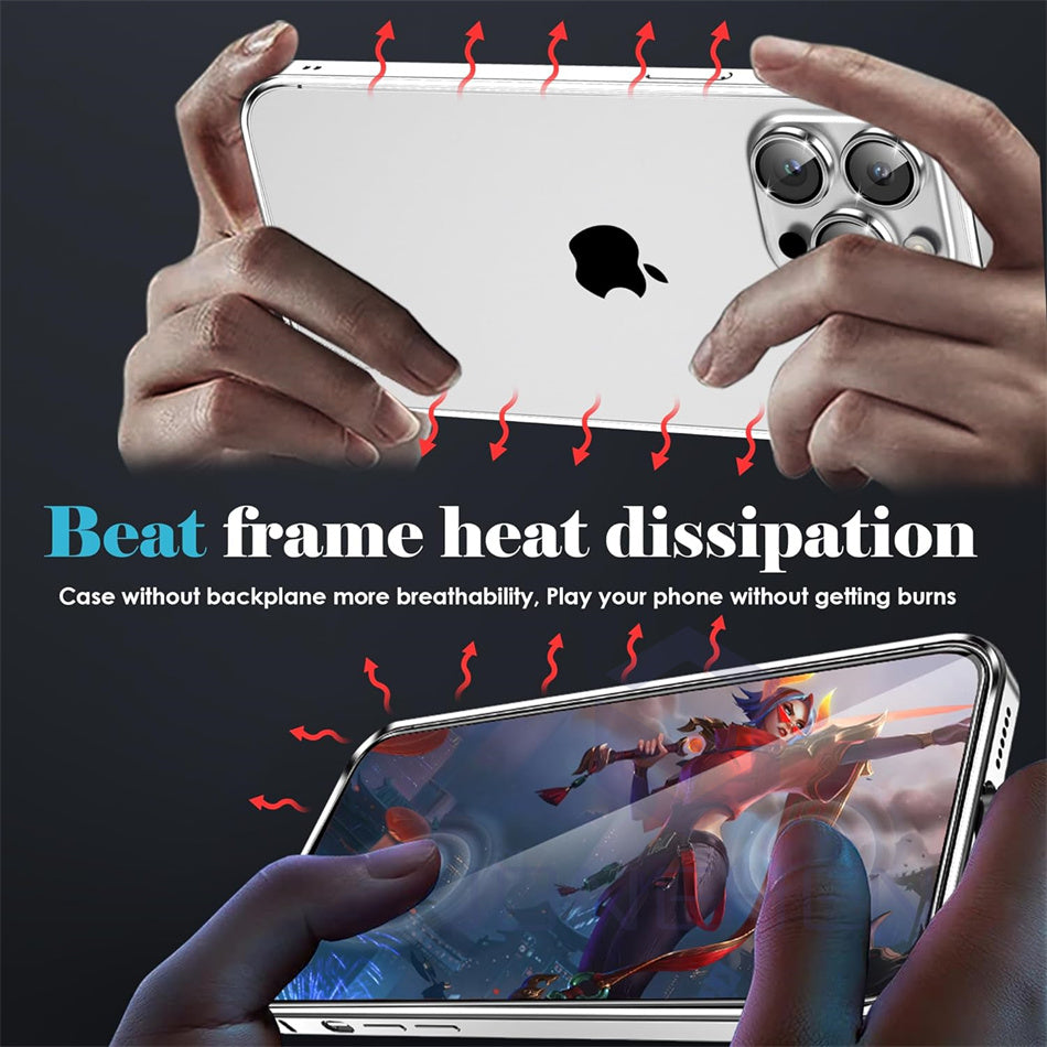 Luxury Ultra-Thin Metal Bumper iPhone Case - Light Aluminum Alloy Frame, Durable Back Protection, Sleek Desert Gold Finish 