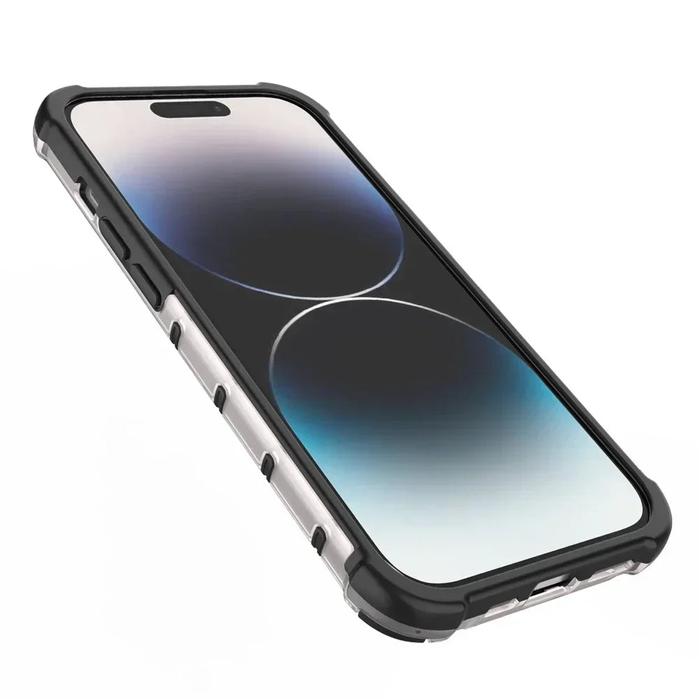 KEYSION Shockproof Armor iPhone Case – Soft Silicone + PC Transparent Honeycomb Back Cover for iPhone Models, 