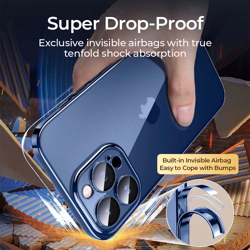 High-Quality Plating Transparent iPhone Case - Soft Silicone Shockproof Cover with Lens Protector Case for iPhone