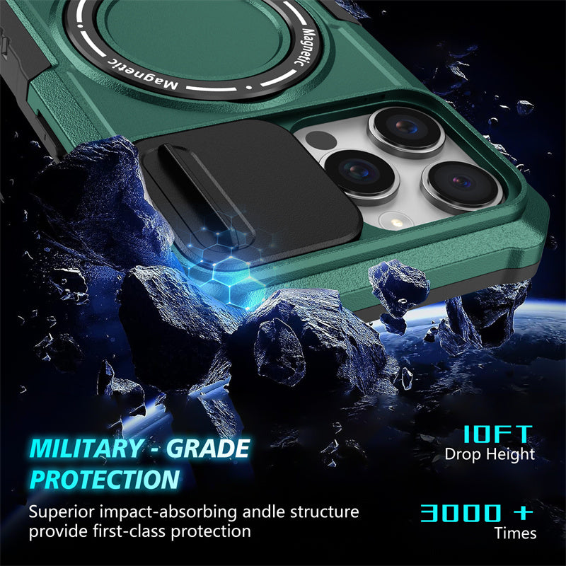 MagSafe Armor iPhone Case – Magnetic Holder, Wireless Charging, Slide Camera Protection, Full-Body Cover for iPhone Models