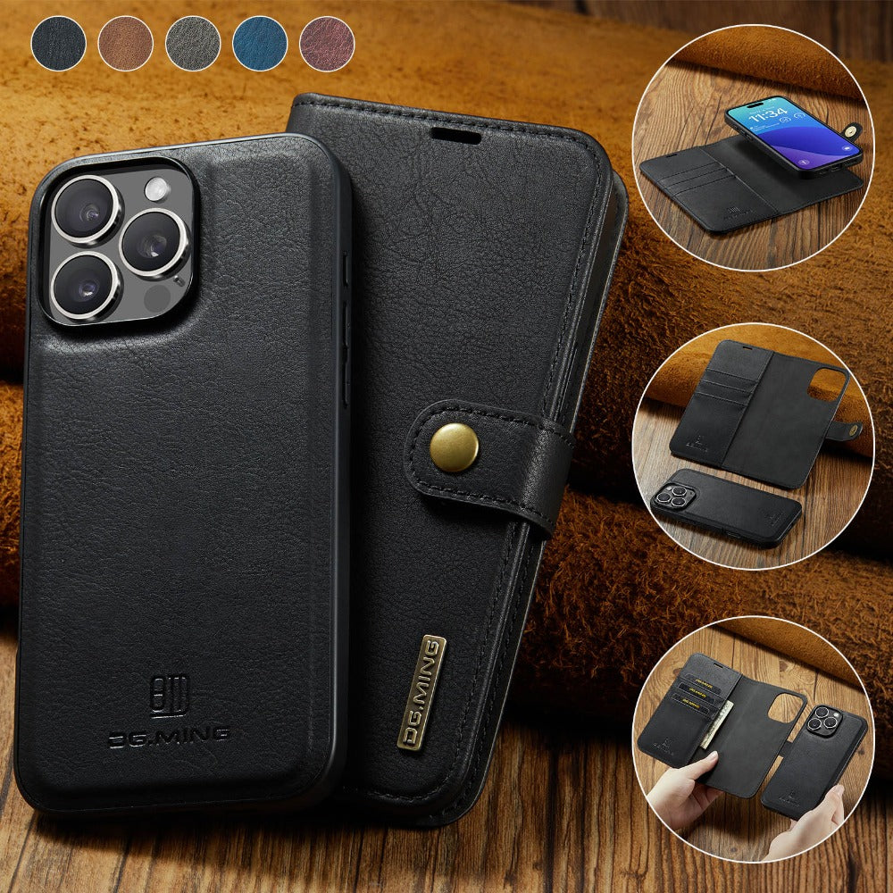 Premium Detachable Magnetic Leather Wallet iPhone Case – Card Holder, and Stylish Flip Cover for Secure and Convenient Use