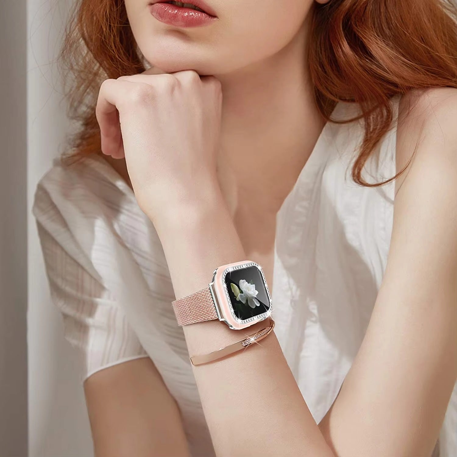 Luxury, Bling Diamond Case with Glass Screen Protector for Apple Watch –   for 38mm, 40mm, 41mm, 42mm, 44mm, 45mm