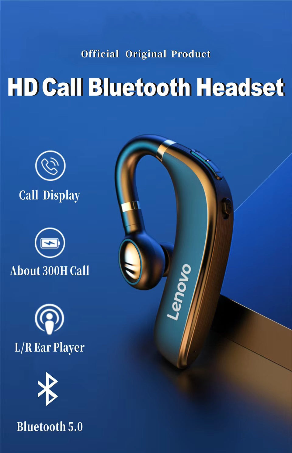 High Quality Wireless Bluetooth Headset with Mic – Over-Ear Hook Design, 40H Battery Life, Meetings, and iPhone Use