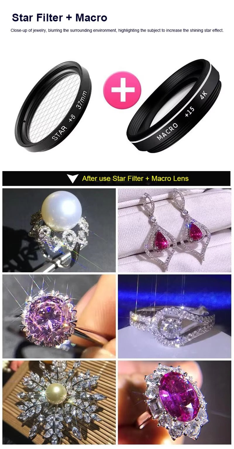 Professional 4K HD Macro Lens for iPhone – 15X/30X Close-Up Phone Camera Lens for Eyelash, Compatible with Apple Devices