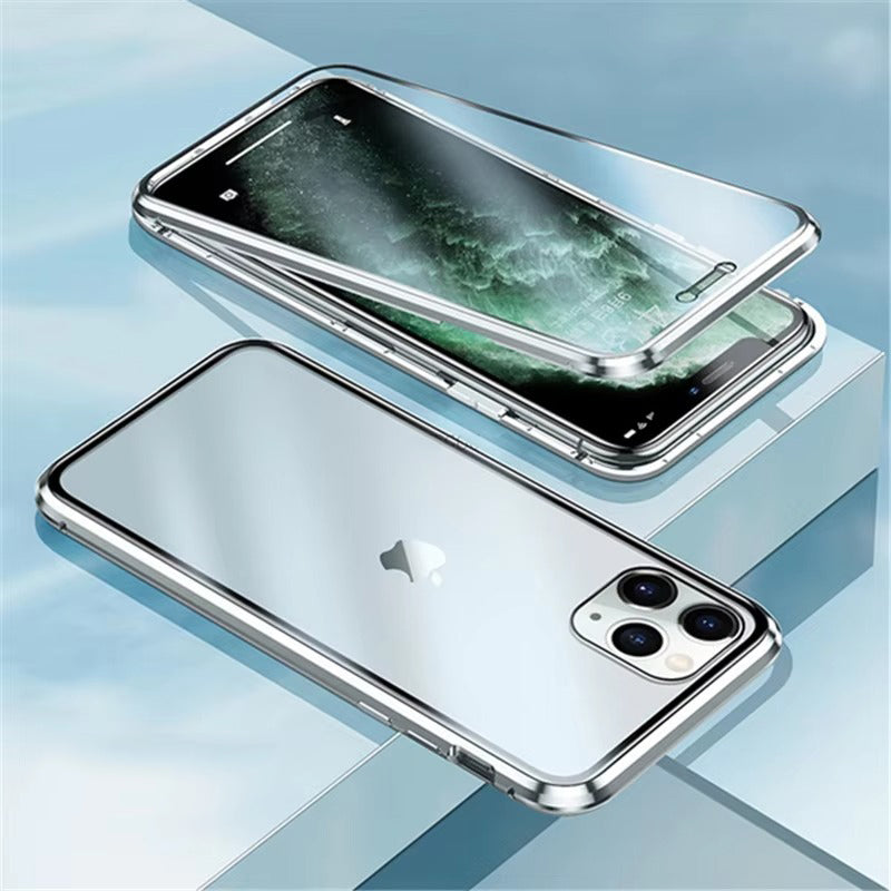 Luxury Apple iPhone Case, MagSafe Compatible, Camera Lens and Screen Protection, Ultra Thin, Shockproof, Magnetic, Full All Around Protection, 360 Glass Magnet Cover