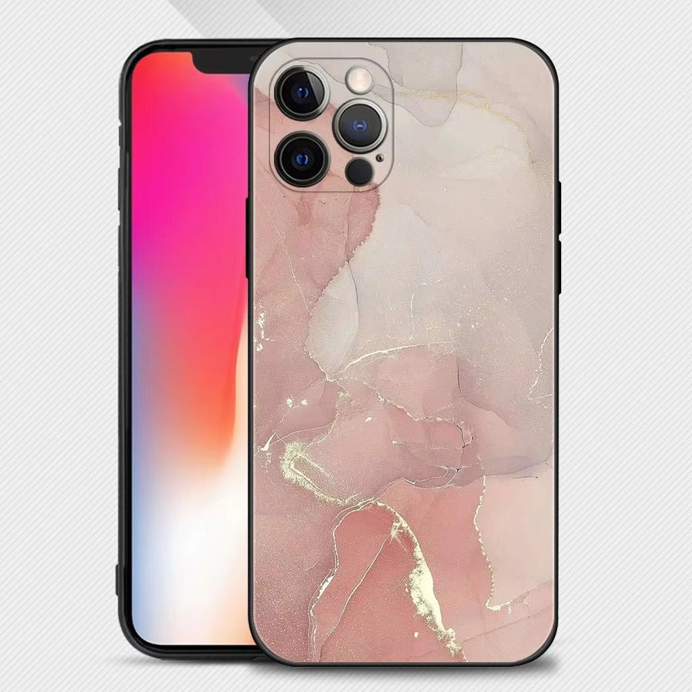 Luxury Marble Art Apple iPhone Case,Ultra Thin Magnetic Shockproof Full Protection Cover with Camera and Screen Guard