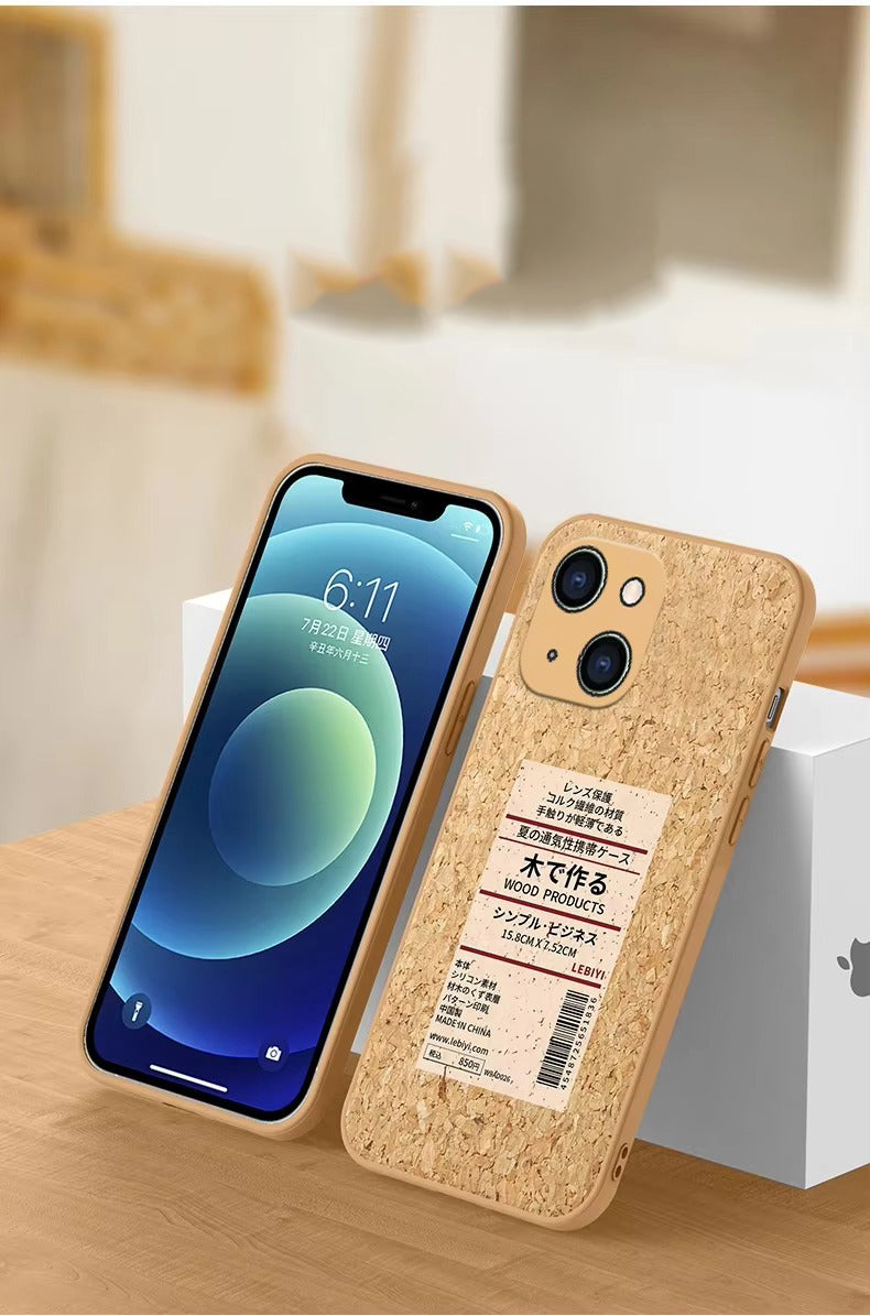 Luxury Apple iPhone Case, MagSafe Compatible, Camera Lens and Screen Protection, Ultra Thin, Shockproof, Magnetic, Full All Around Protection, Cork Wood Soft Cover