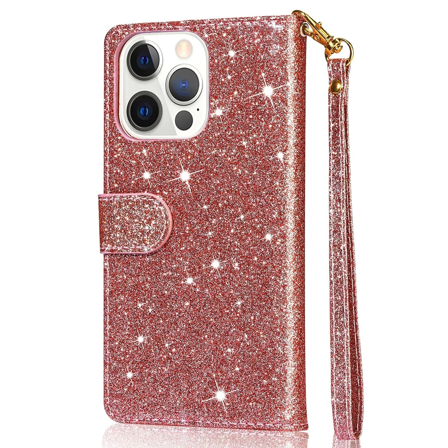 Luxury Apple iPhone Case, MagSafe Compatible, Camera Lens and Screen Protection, Ultra Thin, Shockproof, Magnetic, Full All Around Protection, Glitter Zipper Wallet Cover