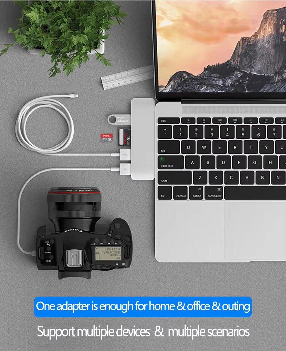 High-Speed USB-C Hub with HDMI 4K, Thunderbolt 3, USB 3.0, SD/TF Card Reader, PD Charging – Type-C Adapter Dock for MacBook Air, Pro, and USB-C Laptops