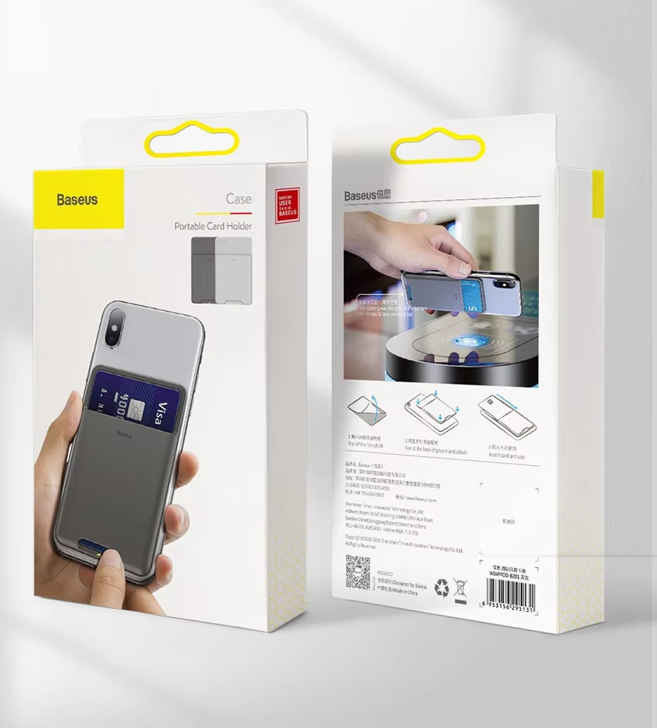 High Quality Silicone Phone Card Holder – Slim, Adhesive Back Cover with ID Slot, Wallet Sticker Case for Apple iPhone