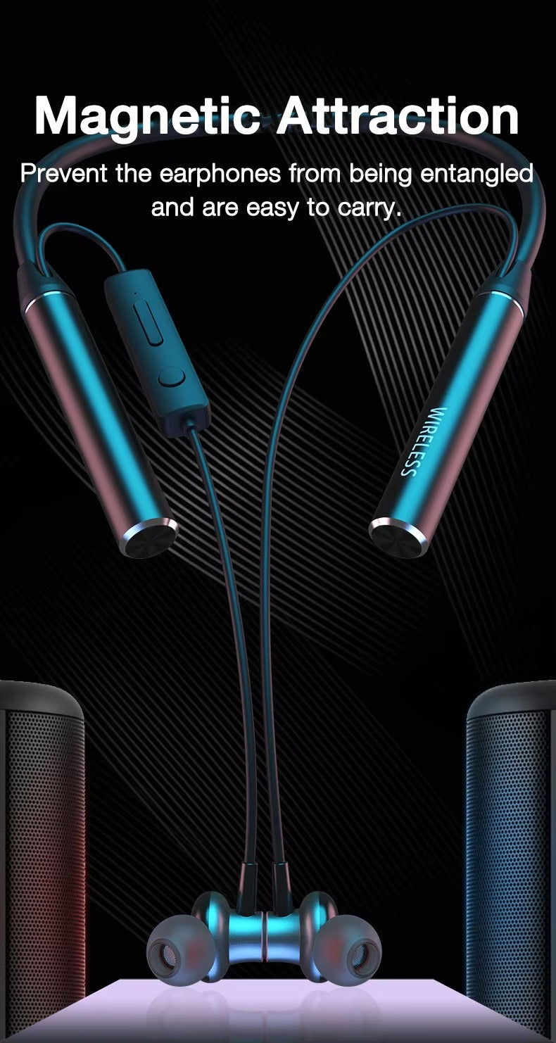 High Quality Wireless Neckband Earphones for iPhone – Bluetooth Sport Headset with Mic,180-Hour Battery, TF Card Support