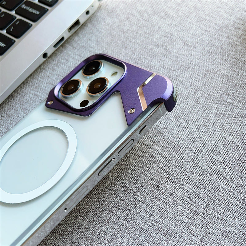 Aluminum Alloy Frameless  - Metal Bumper, Transparent PC Back, Magnetic Wireless Charging Compatible | Case for iPhone