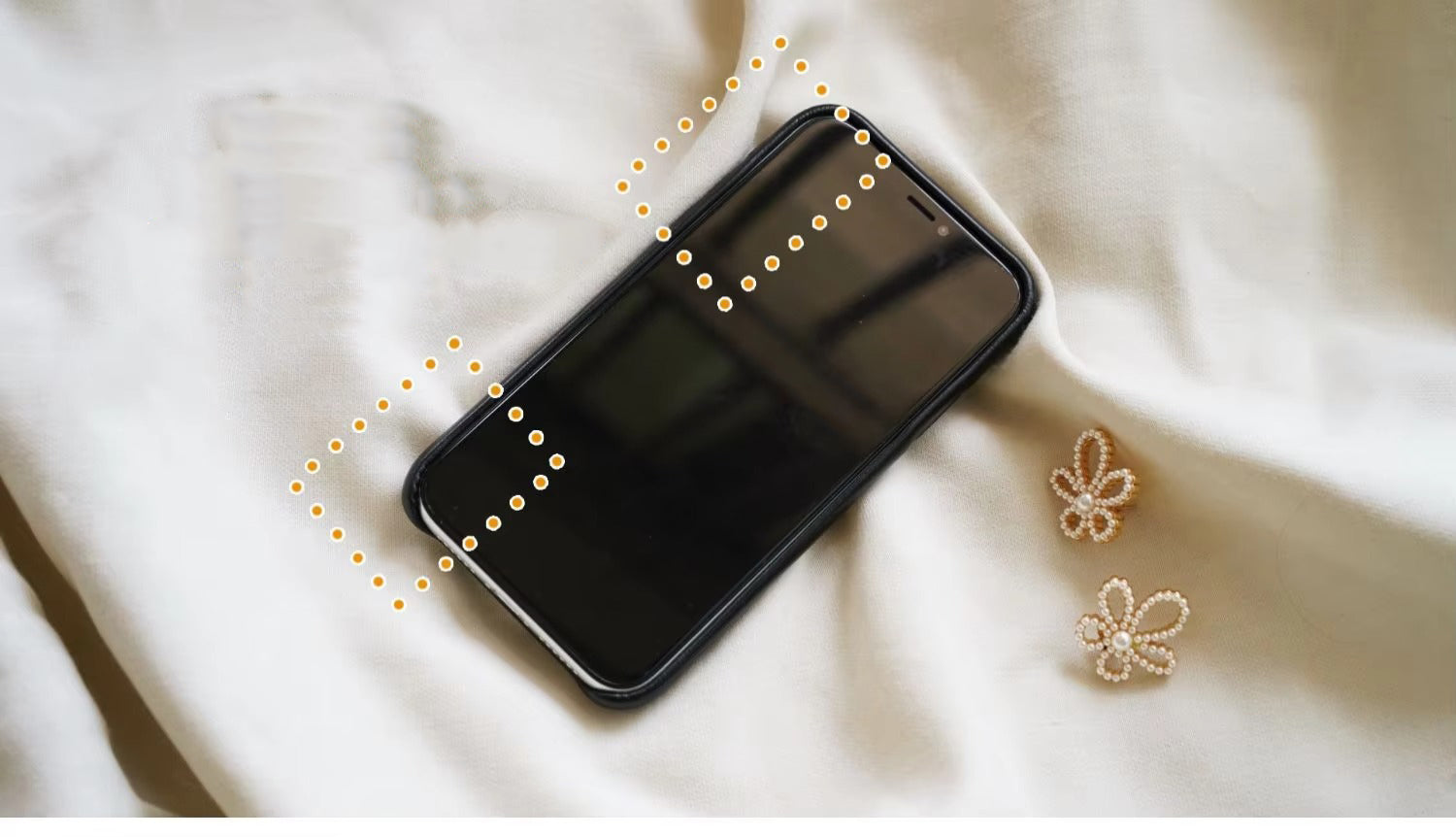 High Quality Apple iPhone Case, MagSafe Compatible, Camera Lens & Screen Protection, Ultra Thin, Shockproof, Magnetic Full All Around Cover – Lambskin Leather Handbag Case with Flower Pearl Strap & Long Metal Chain