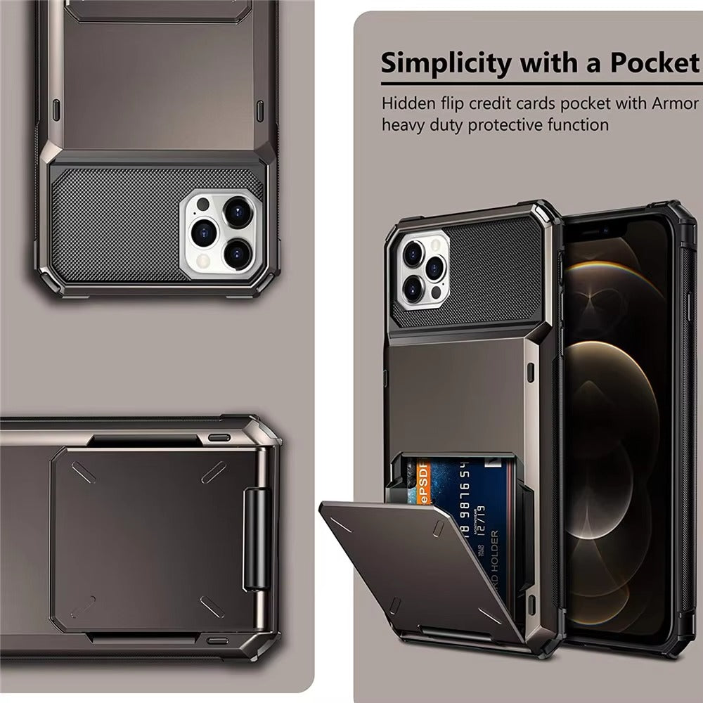 Luxury Wallet Apple iPhone Case, MagSafe Compatible Shockproof Cover with Camera Screen Protection, 4 Card Slot Holder Design
