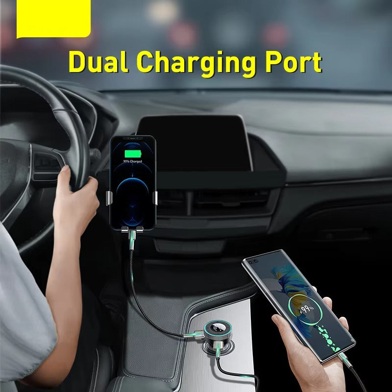 Premium Bluetooth 5.0 FM Transmitter for Car – Wireless Modulator with USB Fast Charger, AUX Port, MP3 Player