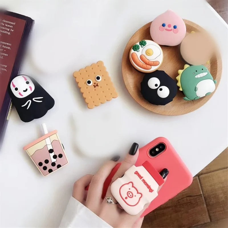 Cute Cartoon Mouse Phone Ring Holder – Rotatable Silicone Finger Grip Stand for Smartphones, Foldable Socket Kickstand, Universal Lazy Bracket Mount