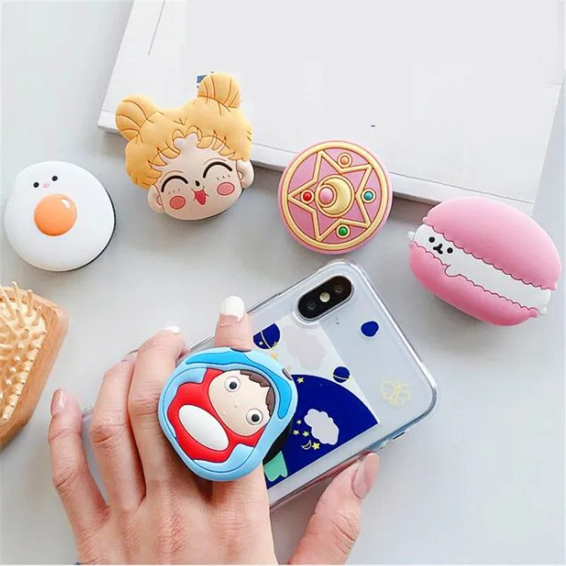 Cute Cartoon Mouse Phone Ring Holder – Rotatable Silicone Finger Grip Stand for Smartphones, Foldable Socket Kickstand, Universal Lazy Bracket Mount