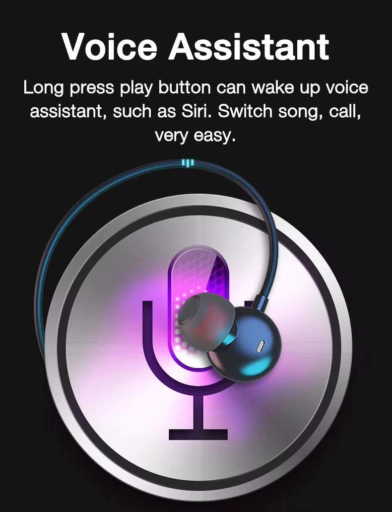 High Quality Wireless Neckband Earphones for iPhone – Bluetooth Sport Headset with Mic,180-Hour Battery, TF Card Support