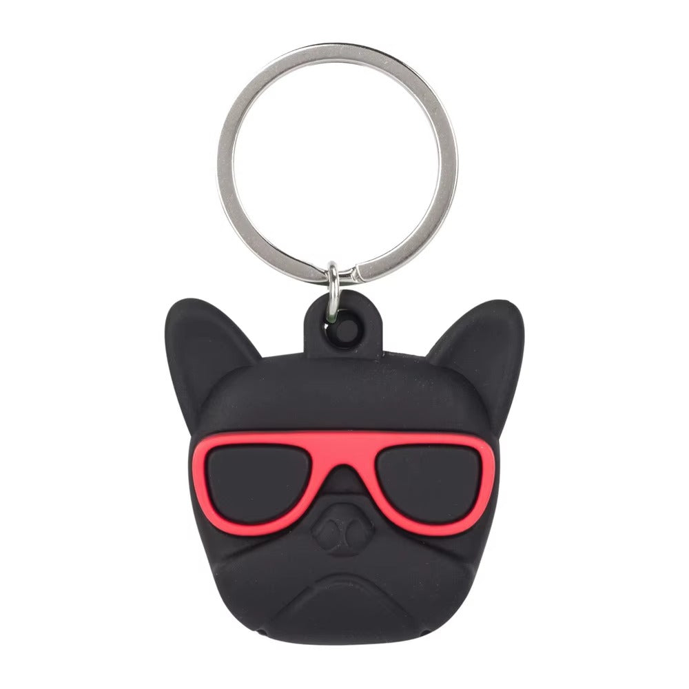 Cute Dog Cartoon Silicone AirTag Case – Soft Anti-Lost Protective Cover with Keychain Hook, Funny Tracker Shell for Kids, Teens & Adults