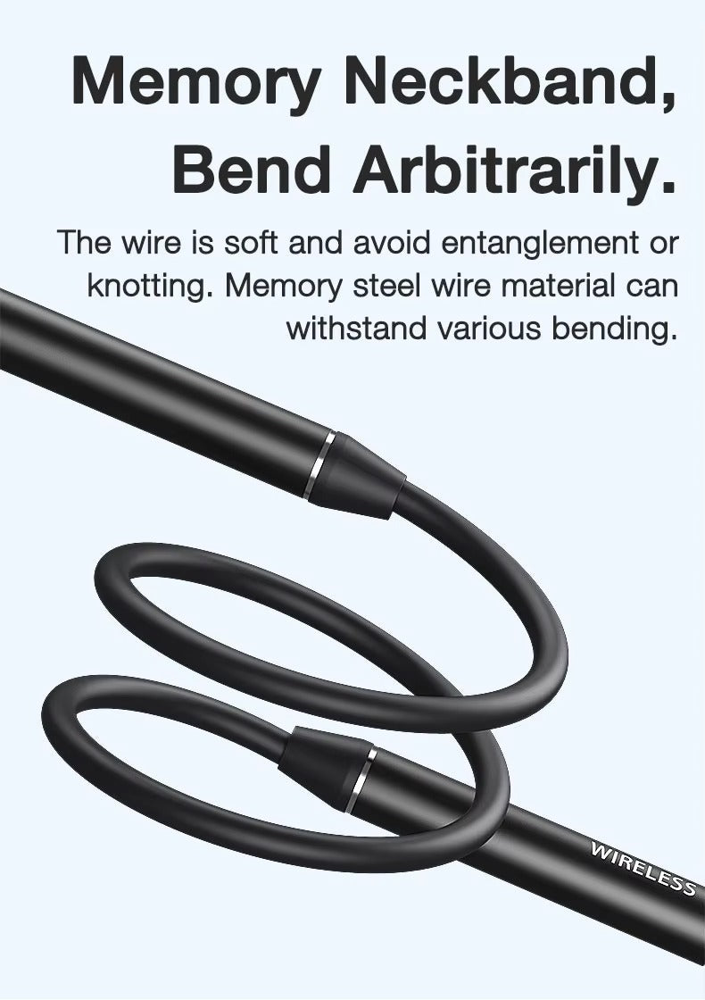 High Quality Wireless Neckband Earphones for iPhone – Bluetooth Sport Headset with Mic,180-Hour Battery, TF Card Support