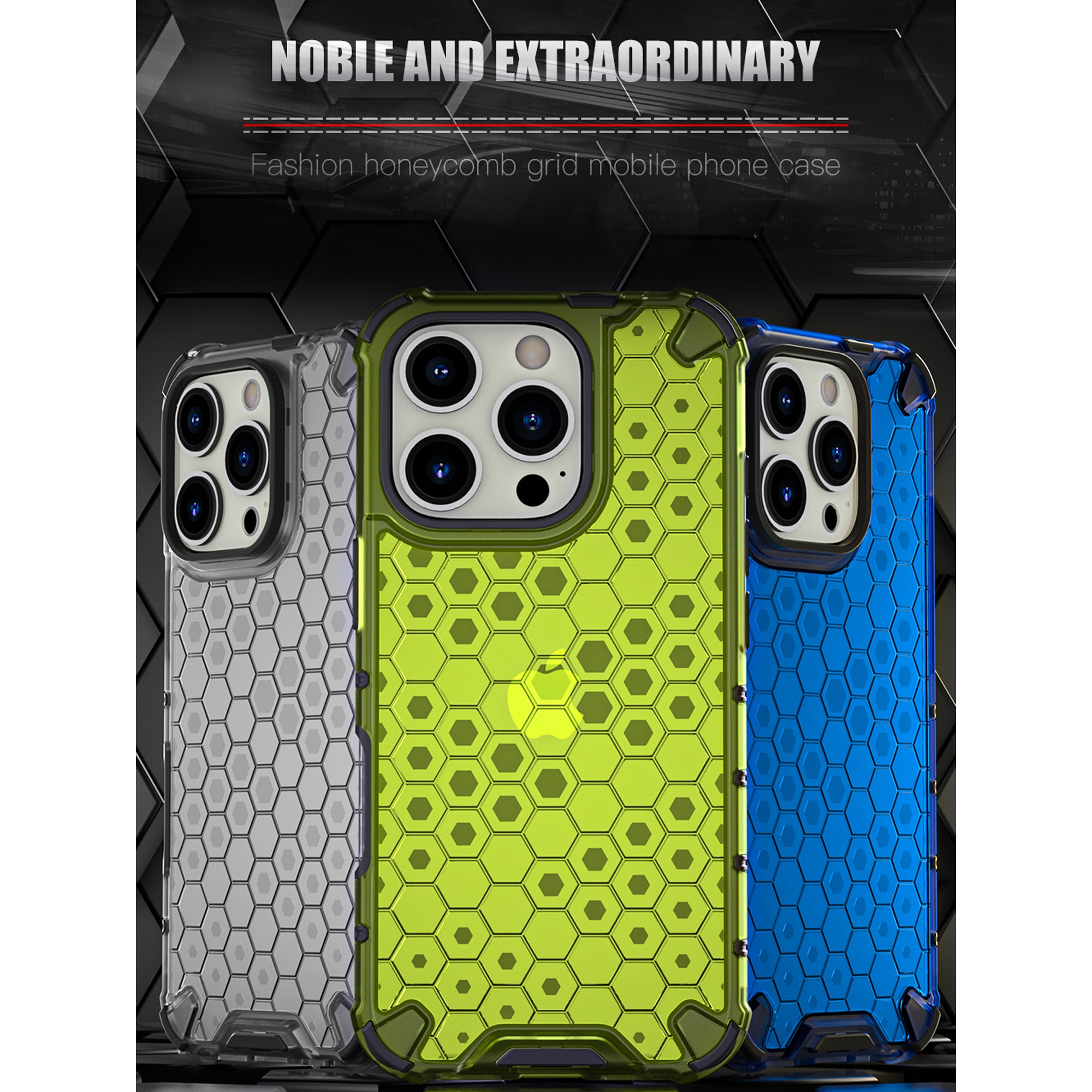 KEYSION Shockproof Armor iPhone Case – Soft Silicone + PC Transparent Honeycomb Back Cover for iPhone Models, 