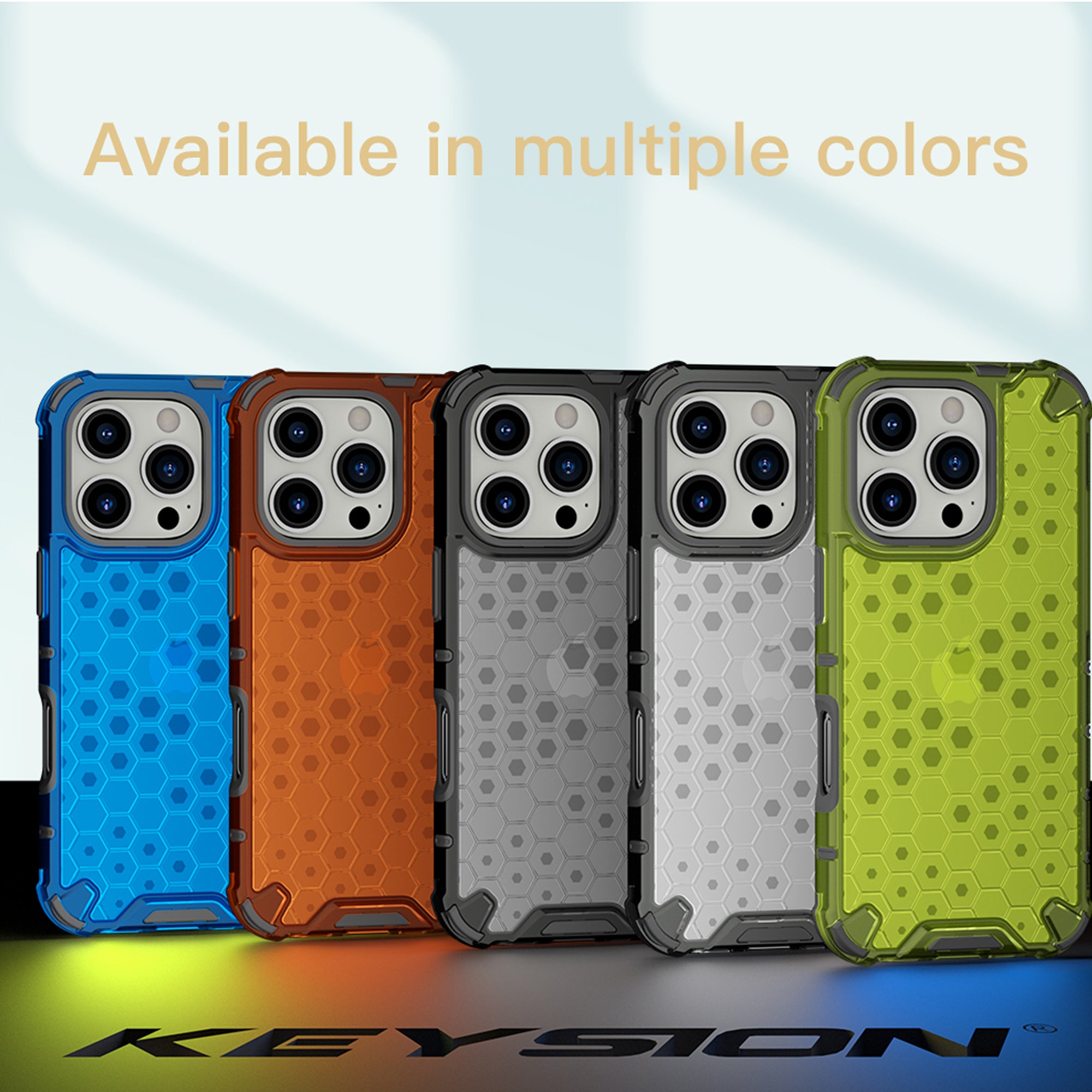 KEYSION Shockproof Armor iPhone Case – Soft Silicone + PC Transparent Honeycomb Back Cover for iPhone Models, 