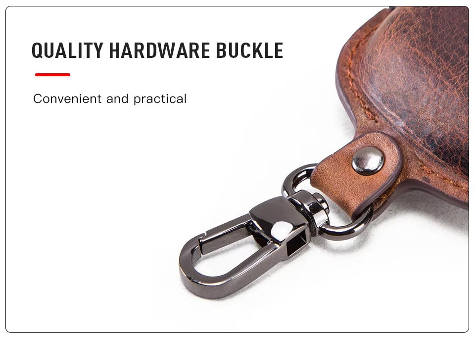 Luxury Genuine Leather Case for AirPods Pro, 2, 1 – Wireless Earphone Protective Cover, Elegant Funda with Keychain Hook, Shockproof and Stylish Design