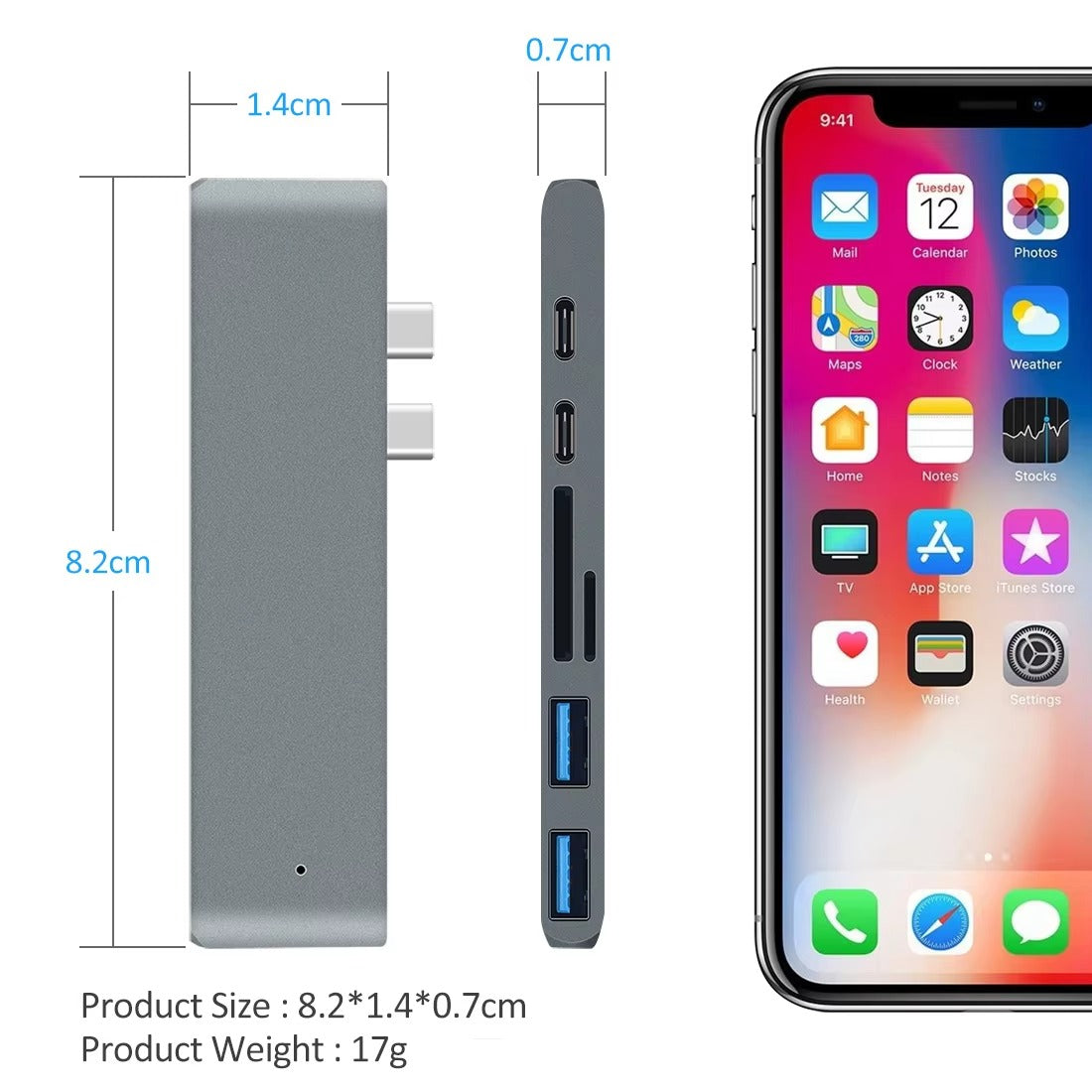 High-Speed USB-C Hub with HDMI 4K, Thunderbolt 3, USB 3.0, SD/TF Card Reader, PD Charging – Type-C Adapter Dock for MacBook Air, Pro, and USB-C Laptops