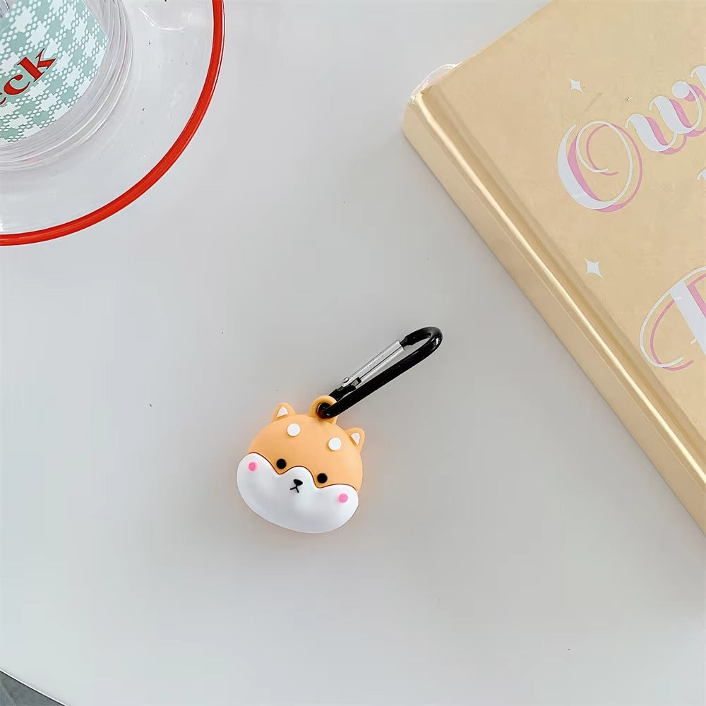 Cute Dog Cartoon Silicone AirTag Case – Soft Anti-Lost Protective Cover with Keychain Hook, Funny Tracker Shell for Kids, Teens & Adults