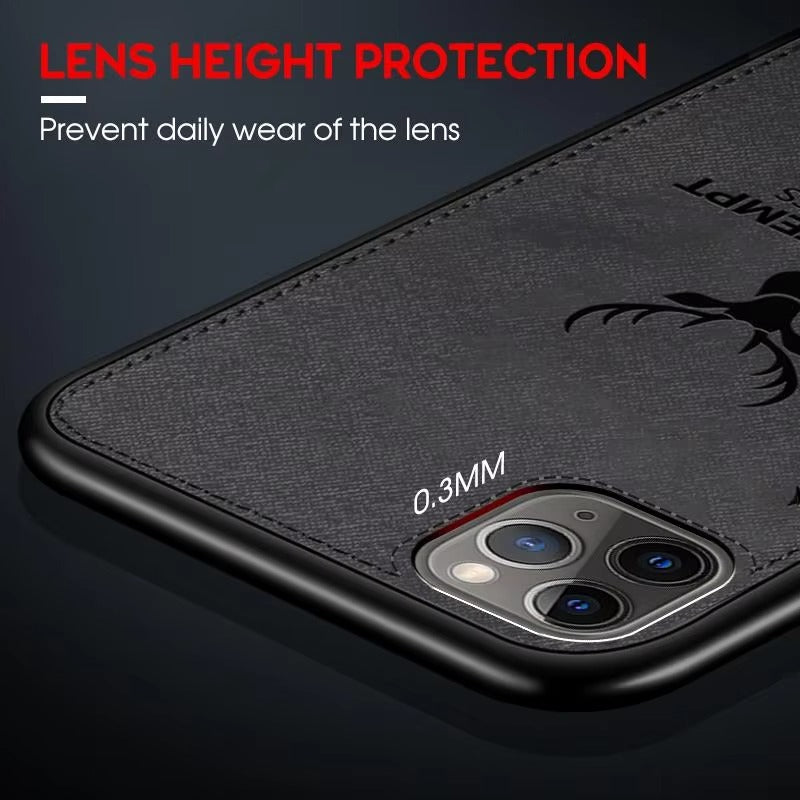 Luxury Textured Canvas iPhone Case with MagSafe Support, Shock-Absorbing Bumper Frame, Leather Feel Grip, Drop Protection