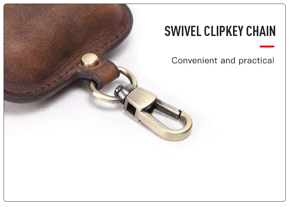 Luxury Genuine Leather Case for AirPods Pro, 2, 1 – Wireless Earphone Protective Cover, Elegant Funda with Keychain Hook, Shockproof and Stylish Design