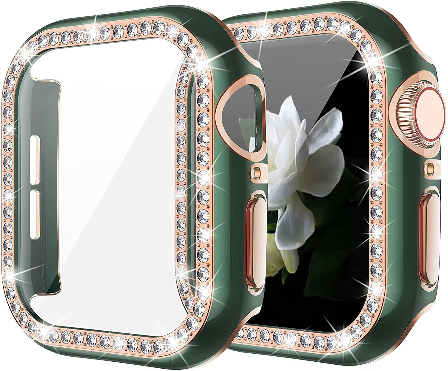 Luxury, Bling Diamond Case with Glass Screen Protector for Apple Watch –   for 38mm, 40mm, 41mm, 42mm, 44mm, 45mm