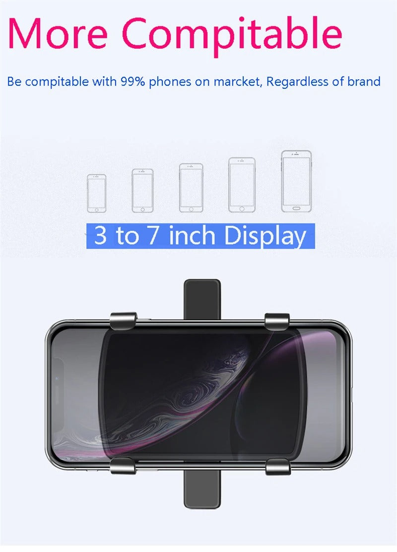 Universal Car Phone Holder Mount – 3-in-1 Clip for Dashboard, Rearview Mirror, Sun Visor | Adjustable 3–7.2" Support, Anti-Slip, 360° Rotation, ABS Build