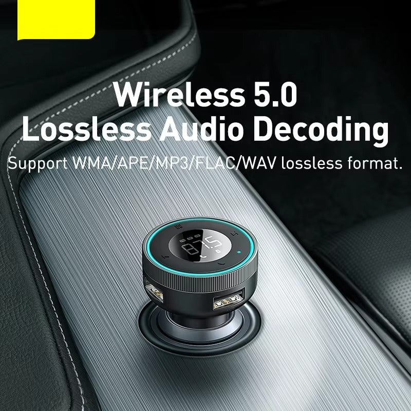 Premium Bluetooth 5.0 FM Transmitter for Car – Wireless Modulator with USB Fast Charger, AUX Port, MP3 Player