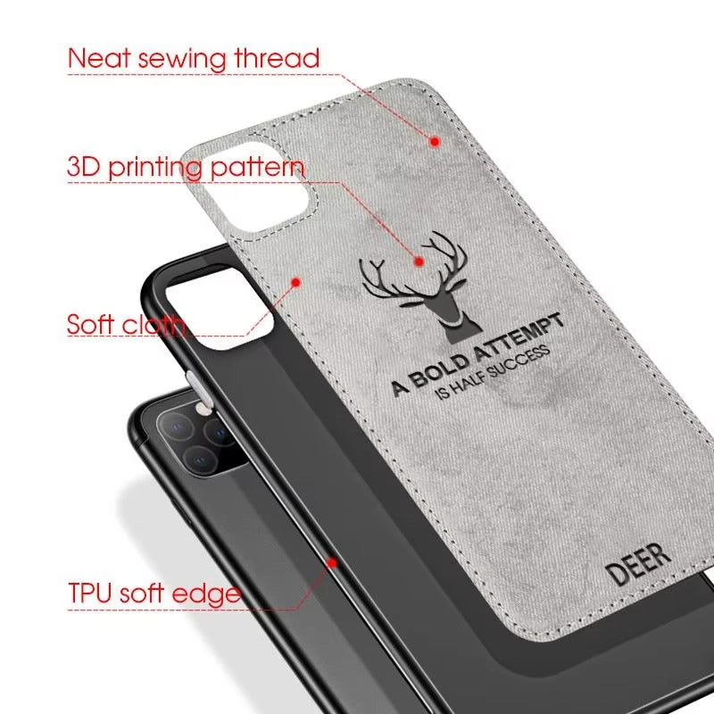 Luxury Textured Canvas iPhone Case with MagSafe Support, Shock-Absorbing Bumper Frame, Leather Feel Grip, Drop Protection