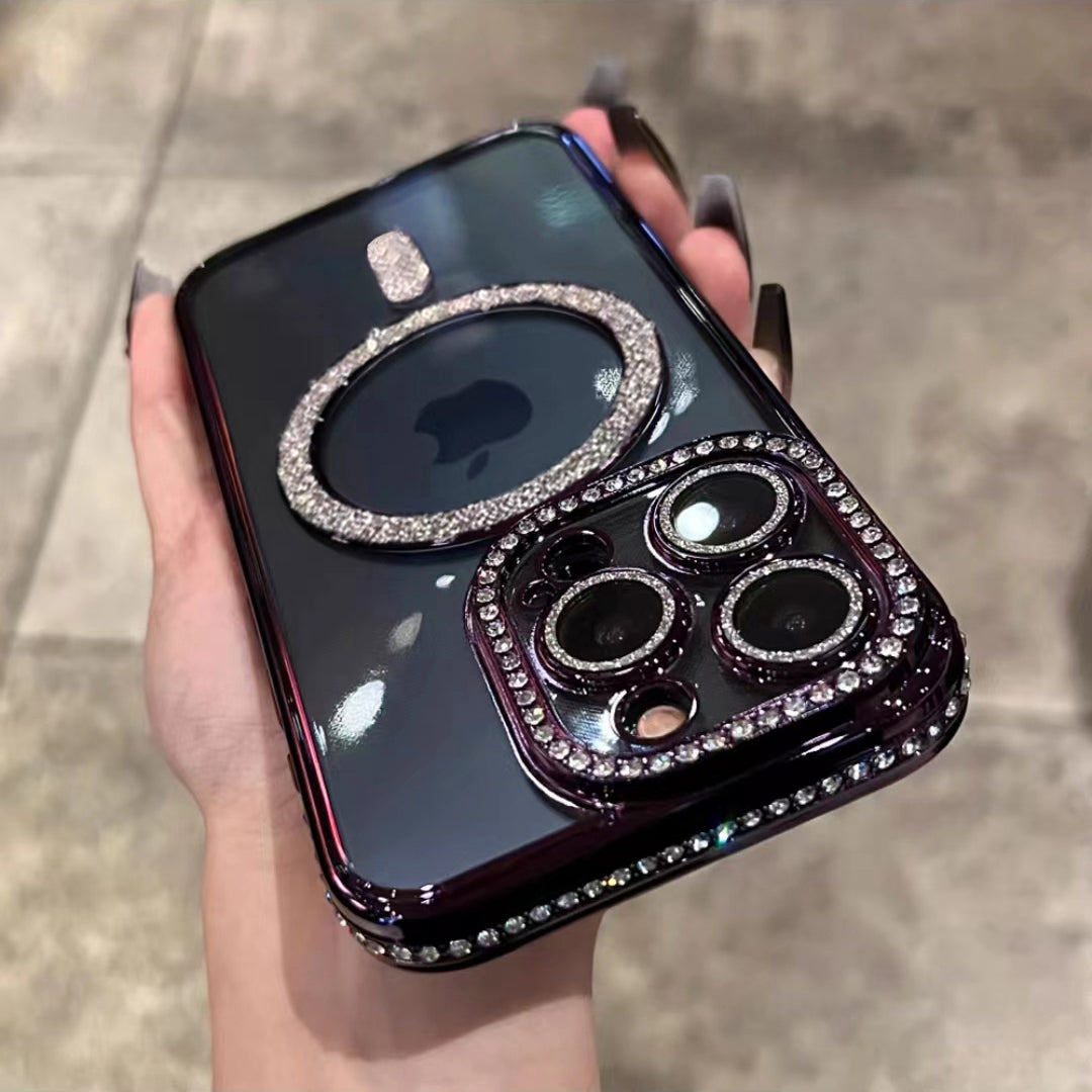 Luxury Bling Glitter - Shockproof Magnetic Wireless Charging Cover, Sparkling Jewelled Design for Women | Case for iPhone