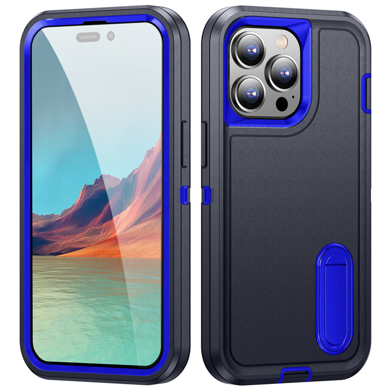 Hybrid Military-Grade Defender iPhone Case – Kickstand Full-Body Protection Cover for iPhone Models, Rugged and Shockproof 