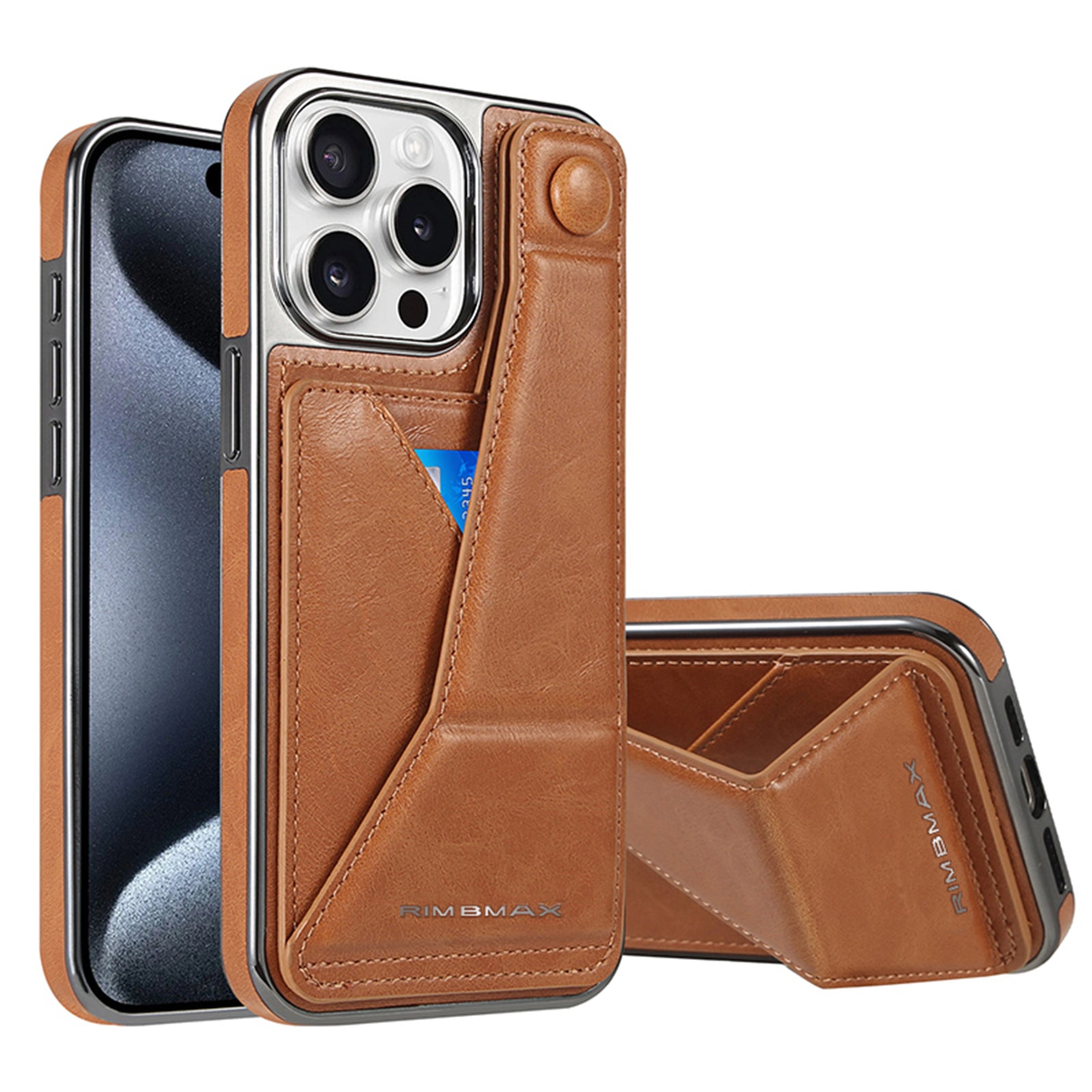 Luxury Electroplated Leather iPhone Case – Stand Card Holder, Premium Anti-Fall Protection, Stylish Design, and Durable Cover for Ultimate Convenience