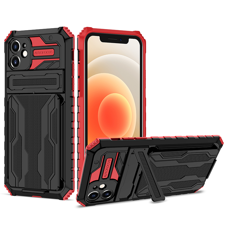 Shockproof Card Holder iPhone Case – Kickstand, Camera Protection, Durable Cover for iPhone Models