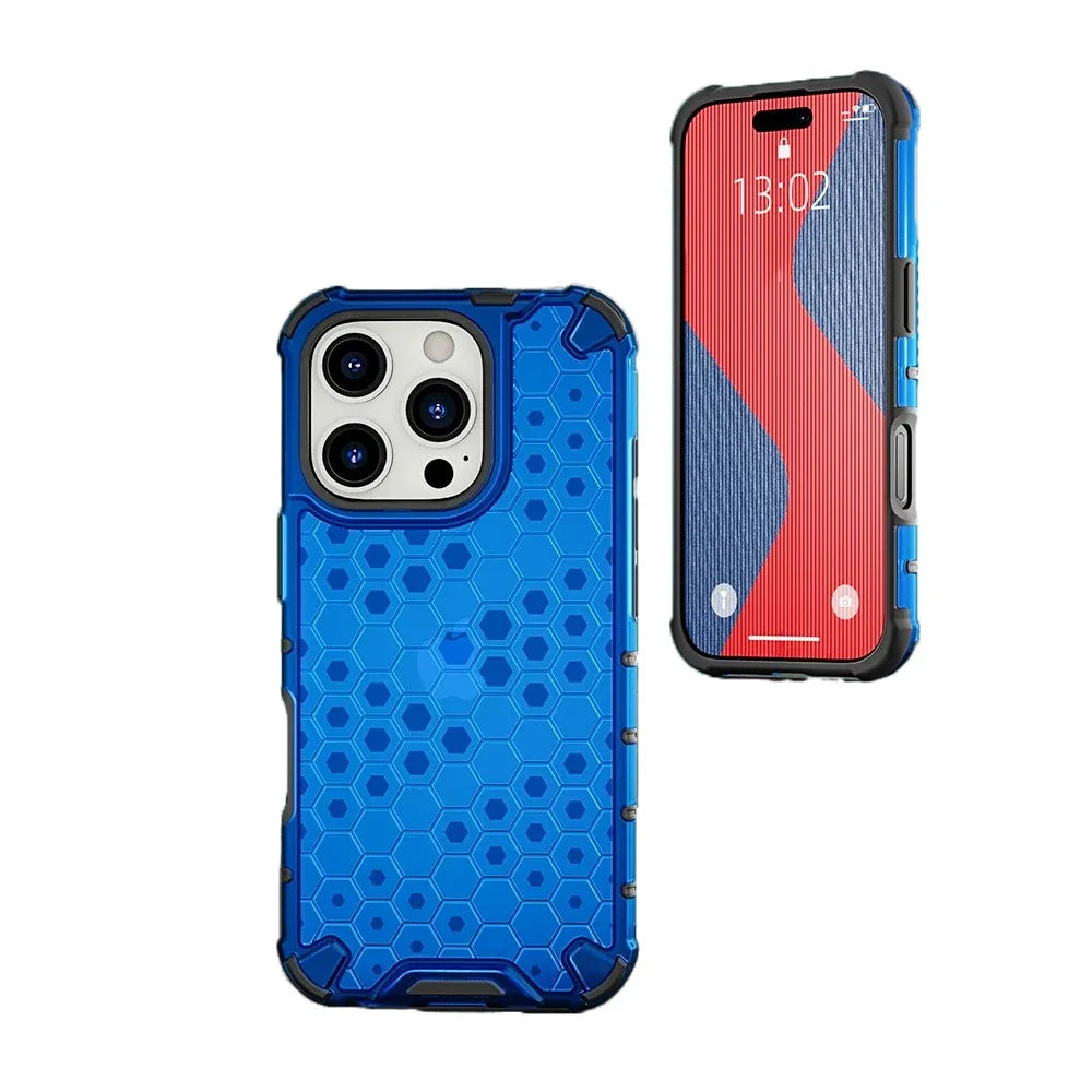 KEYSION Shockproof Armor iPhone Case – Soft Silicone + PC Transparent Honeycomb Back Cover for iPhone Models, 