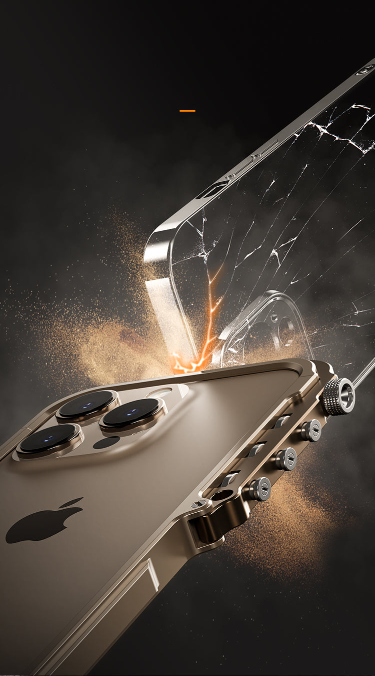 Luxury Aluminum Alloy Armor Frame iPhone Case – 360° Mechanical Metal Bumper for iPhone Models, Durable and Stylish Design