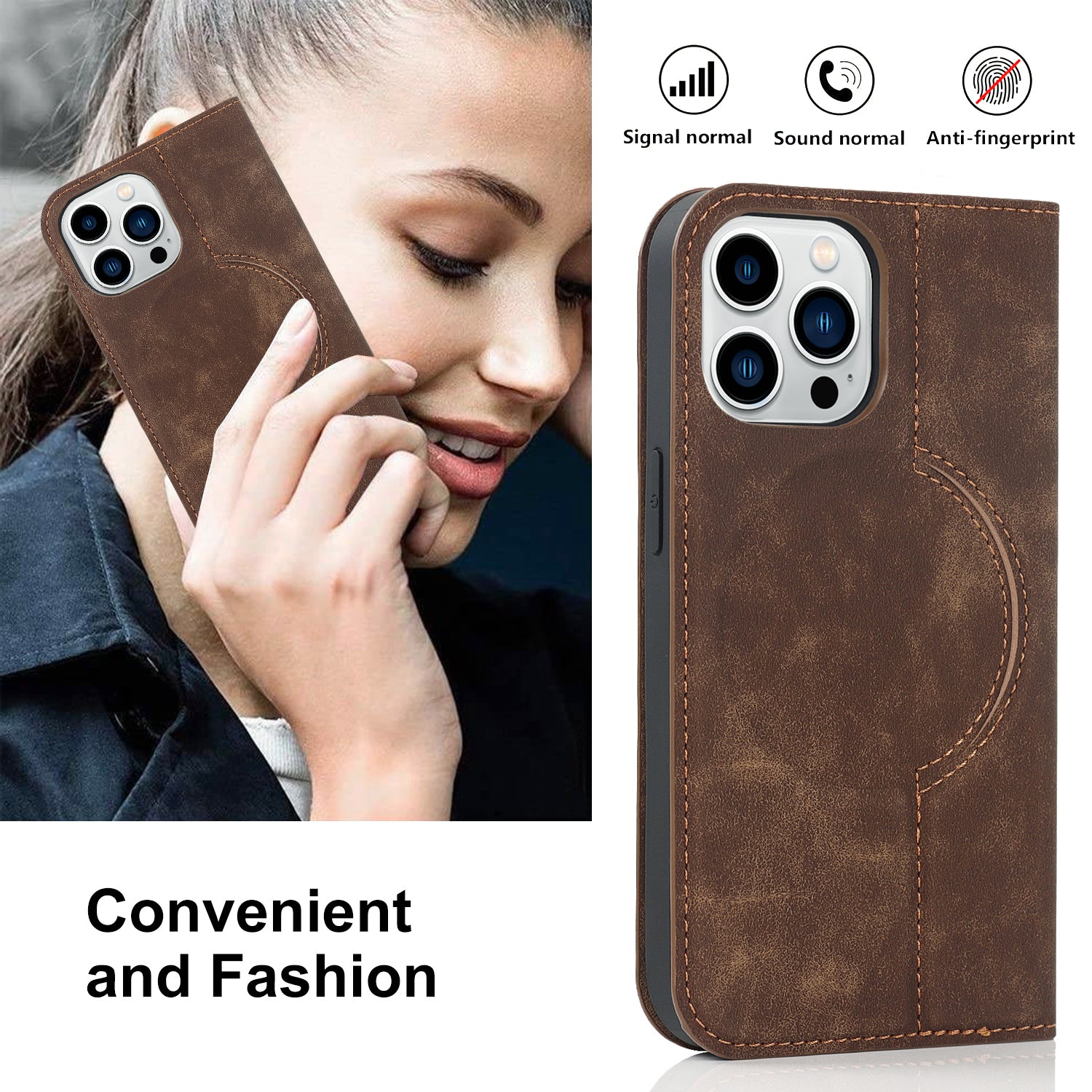 Luxury Magnetic Leather Wallet iPhone Case – MagSafe Wireless Charging, Card Slot, Stand Feature, Premium Protection, Stylish & Durable Cover
