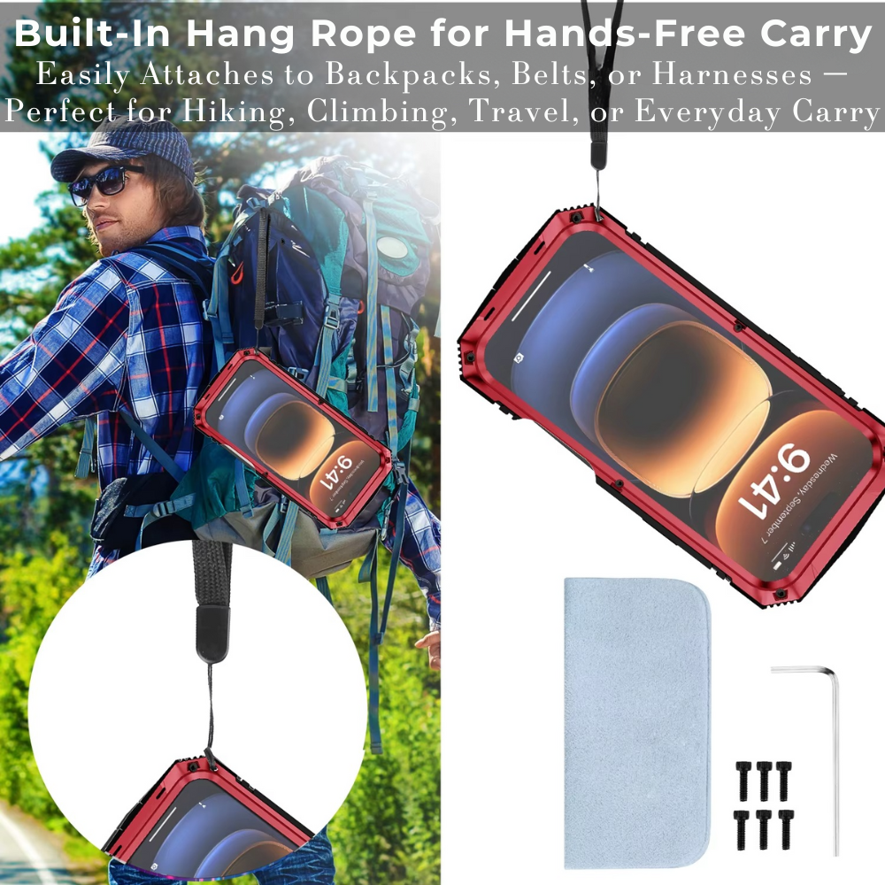 Military Heavy-Duty Metal iPhone Case – Full-Body Hybrid Cover with Slide Camera Protection & Built-in Screen Protector for iPhone Models